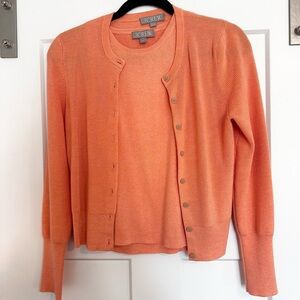 J. Crew Coral Ribbed Jackie Cardigan Set (Cardigan and Shell)
